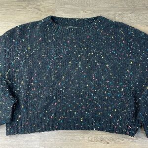 HYFVE Women’s Cropped Black Confetti Multi Colored Sweater, size large